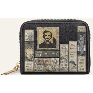 Edgar Allan Poe's Library Mini Wallet Horror Goth Halloween New NWT